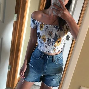 Abercrombie Ruched Floral Crop Top
